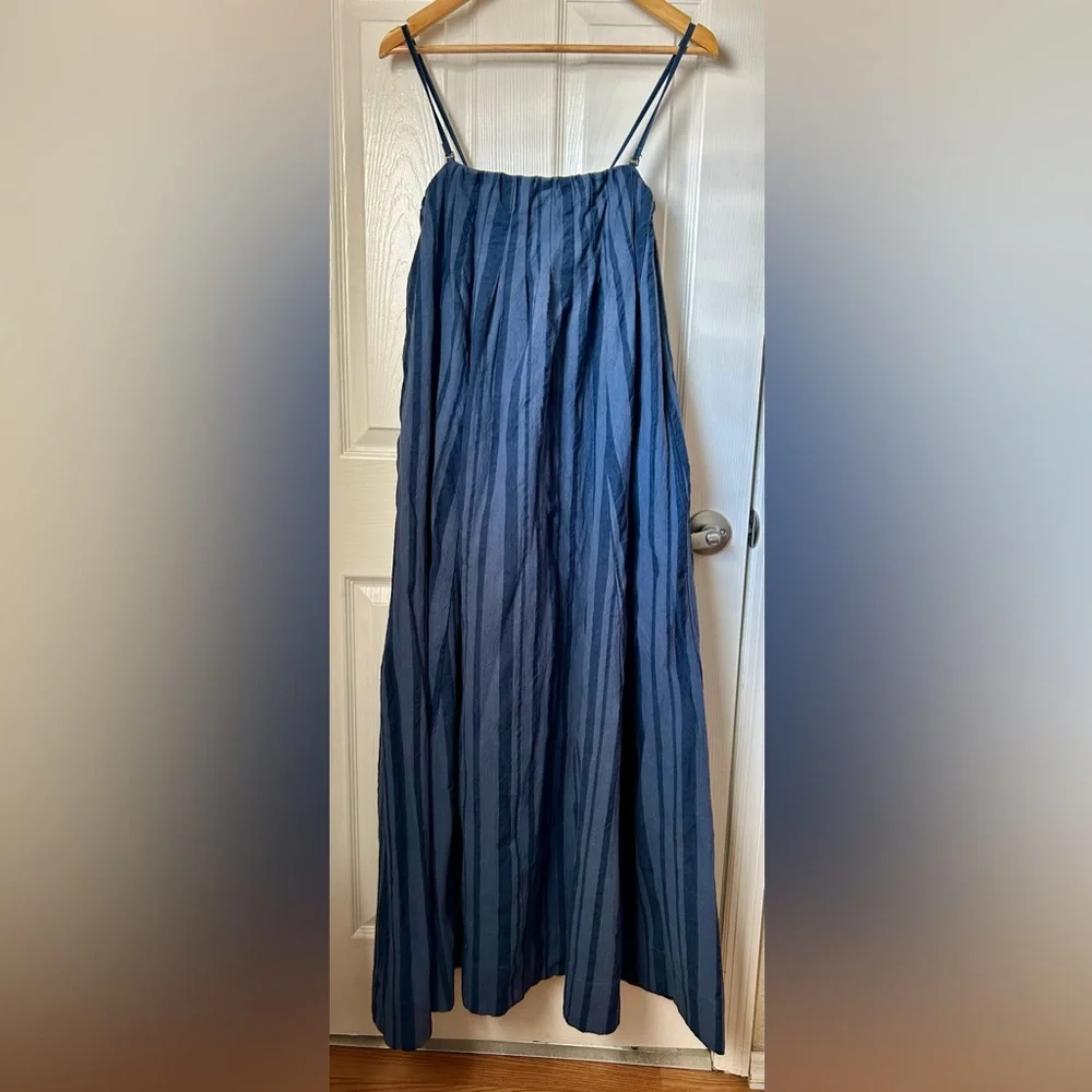 NWT Free People All for Sun Blue Striped Cotton Maxi Dress Small - Picture 3 of 13